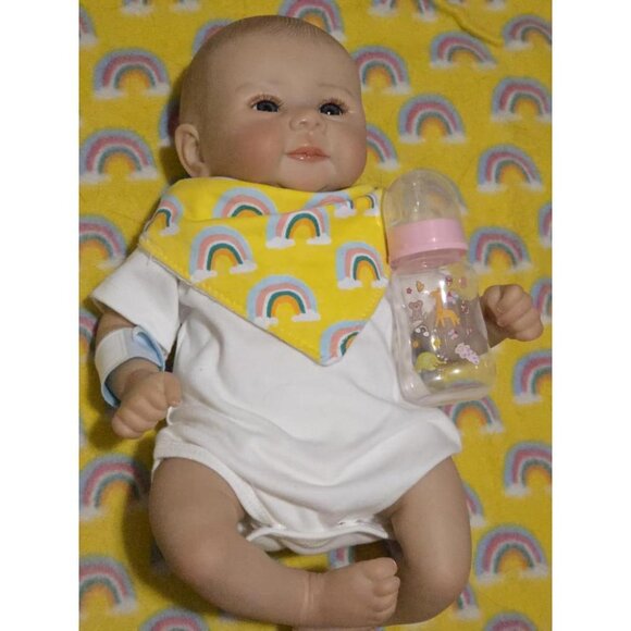 🆕18 Inch Realistic Cloth Body With Vinyl Limbs Baby Doll with Accessories - Picture 4 of 16